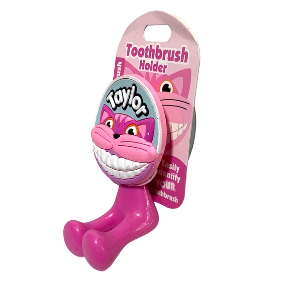 Happy Smiles Personalized Kids Toothbrush Holder Taylor Kitty Cat - Picture 3 of 4